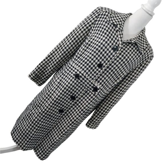 DRESSBARN! BLACK & WHITE NUBBY HOUNDSTOOTH LONG LENGTH JACKET, BLAZER! SZ 18W - Picture 1 of 11